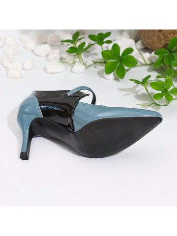 Women's Retro Multi-Color High Heel Pointed Toe Mary Jane Pumps
