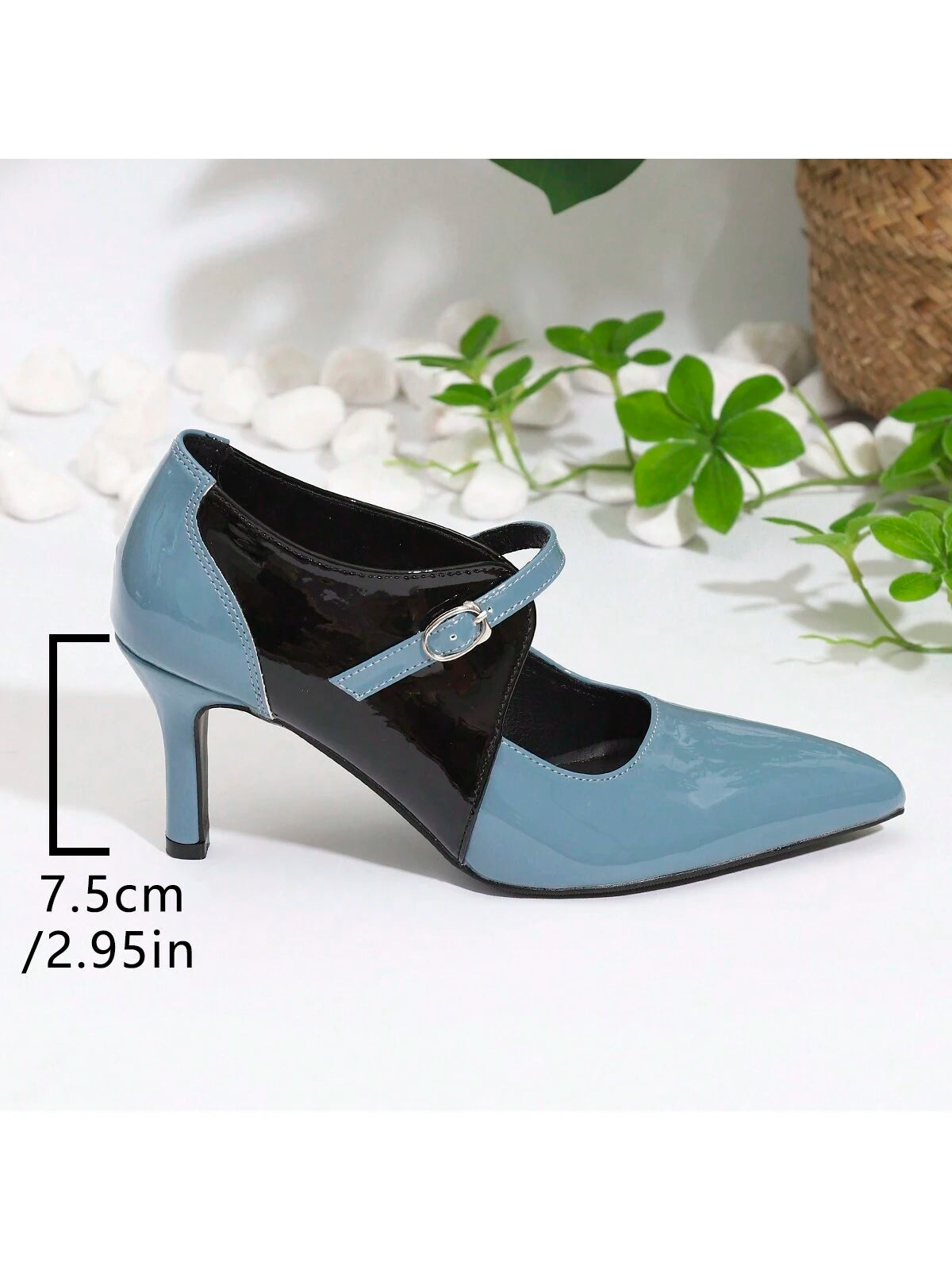 Women's Retro Multi-Color High Heel Pointed Toe Mary Jane Pumps