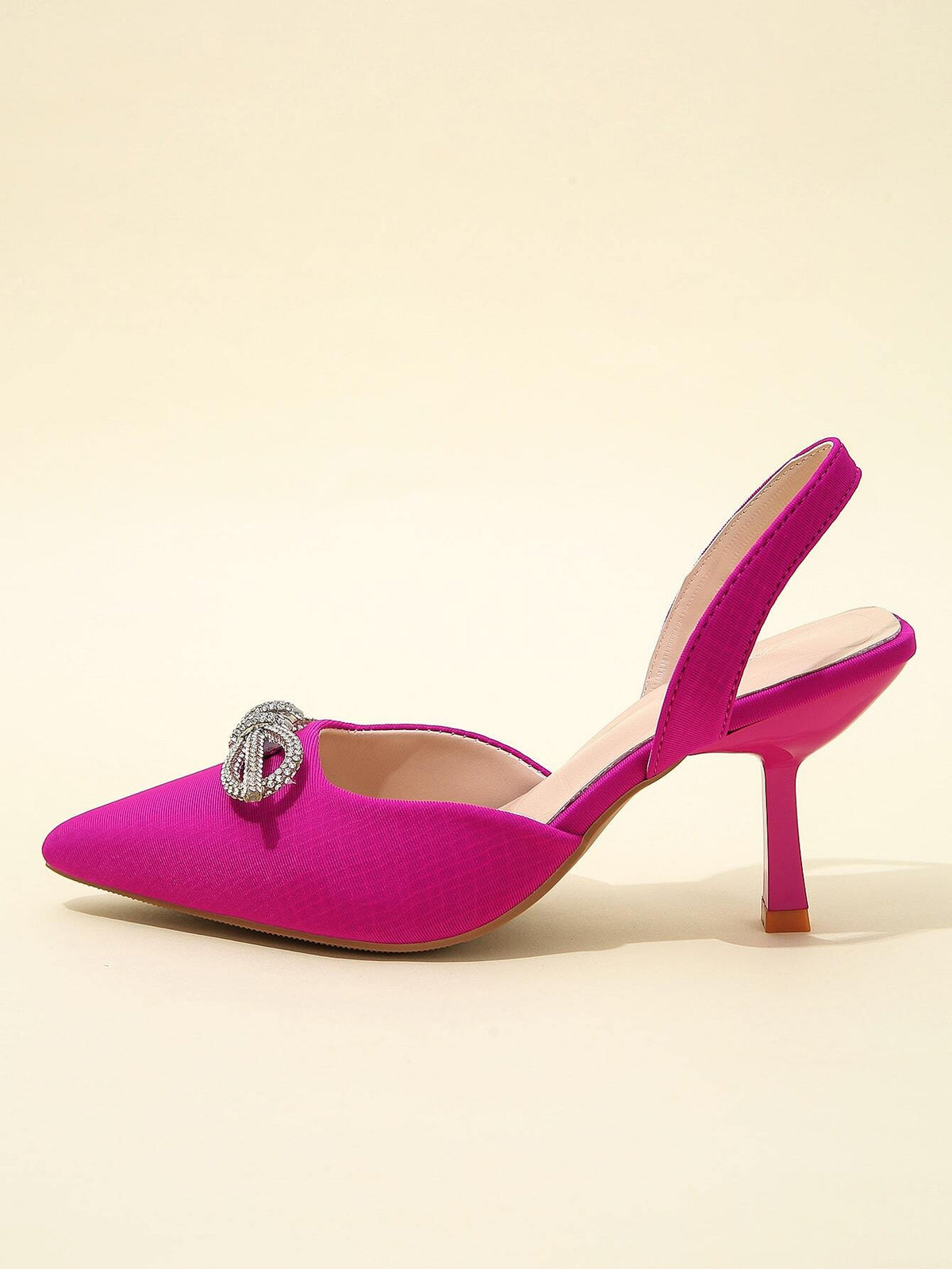 Women's Rhinestone Bow Decoration Pointed Toe Stiletto Heels Pumps For Wedding & Daily Wear