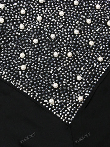 Women's Rhinestones Decor Sexy Bodycon Jumpsuit