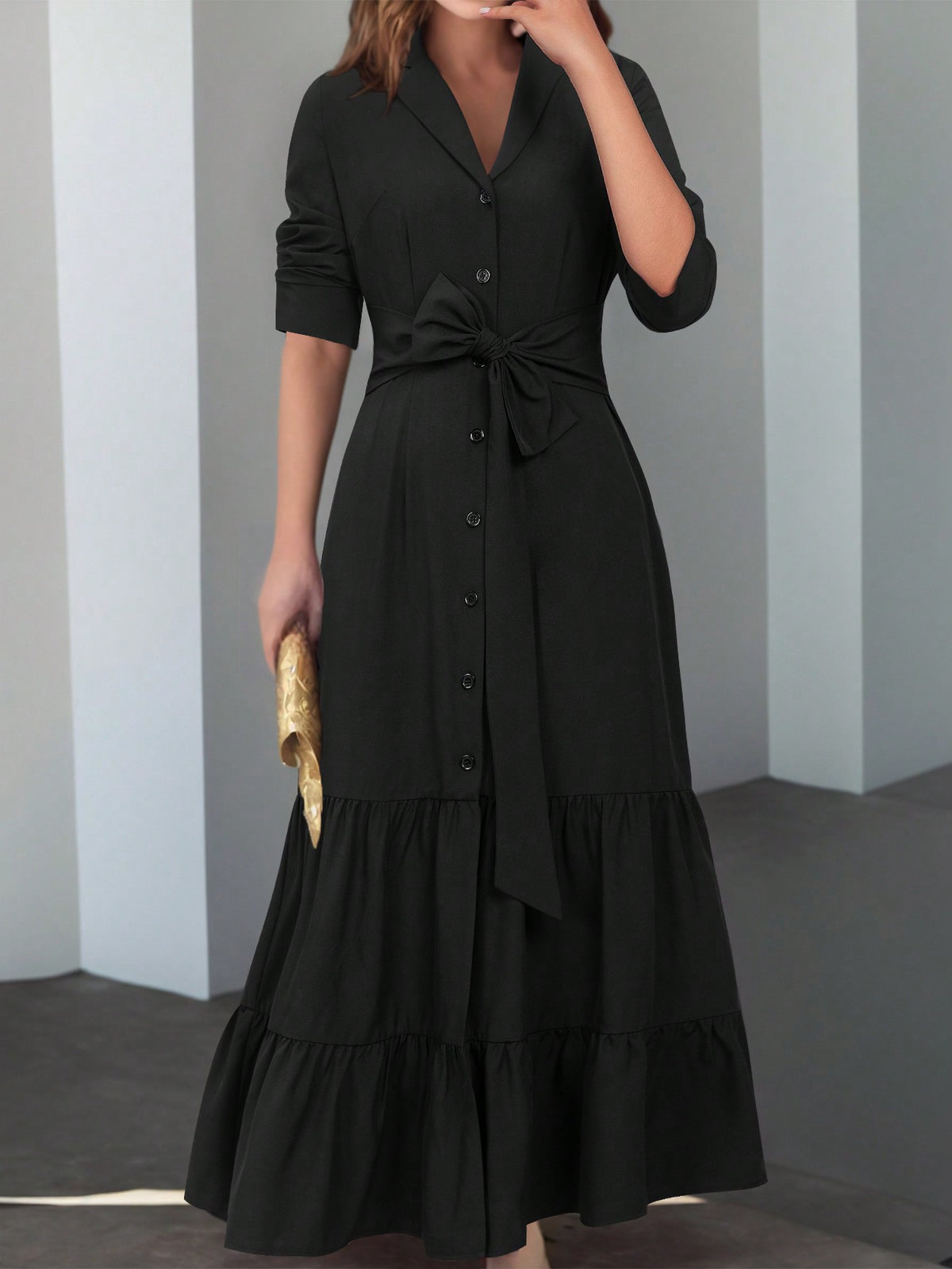 Women's Ruffle Hem Shirt Dress