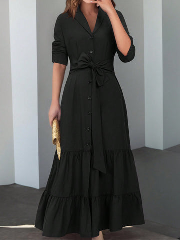 Women's Ruffle Hem Shirt Dress