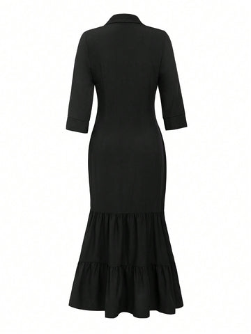 Women's Ruffle Hem Shirt Dress
