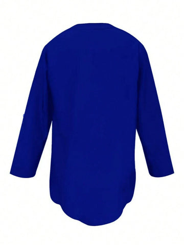 Women's Sequin Decor Front Button Pocket Casual Blouse