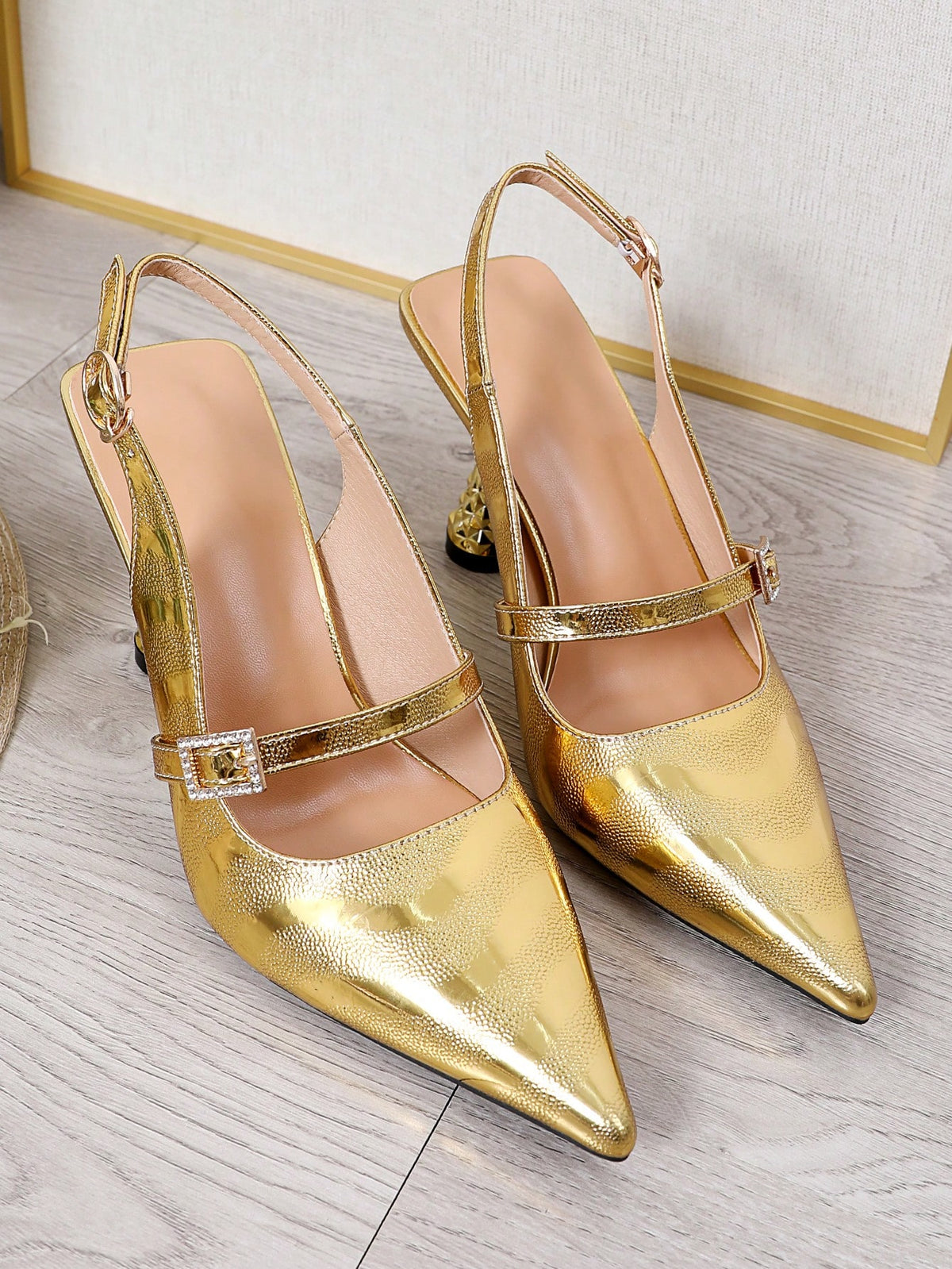 Women's Sexy Silver Buckle Pointed Toe Strappy Stiletto Heel Pumps, New Summer 2025