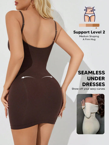 Women's Shape-Enhancing Waist Slimming Bodycon Slip Dress, Suitable For Daily Wear