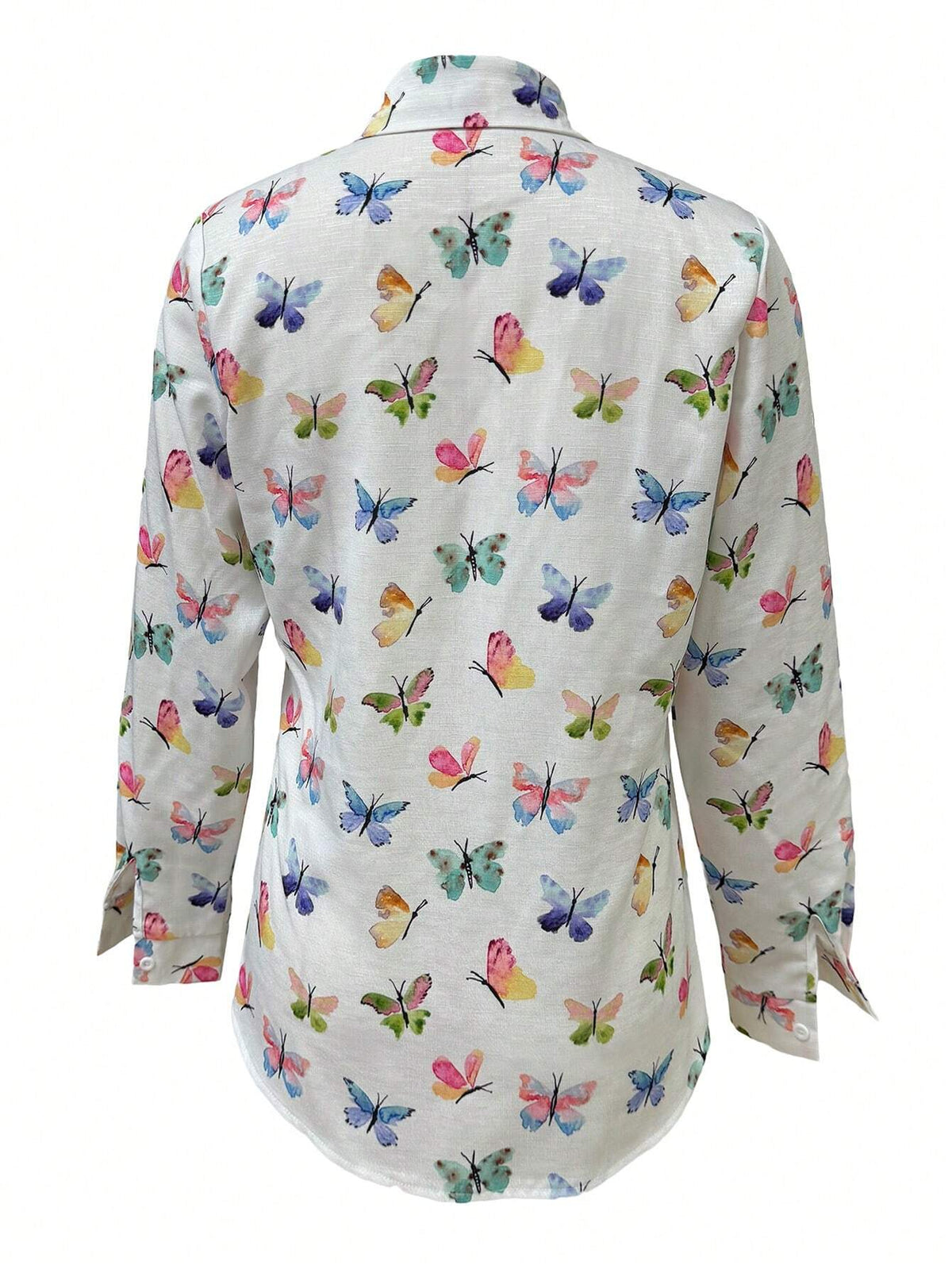 Women's Shirts,Butterfly Print Long Sleeve Shirt For Spring & Summer - Casual Button Front Top With Stylish Design
