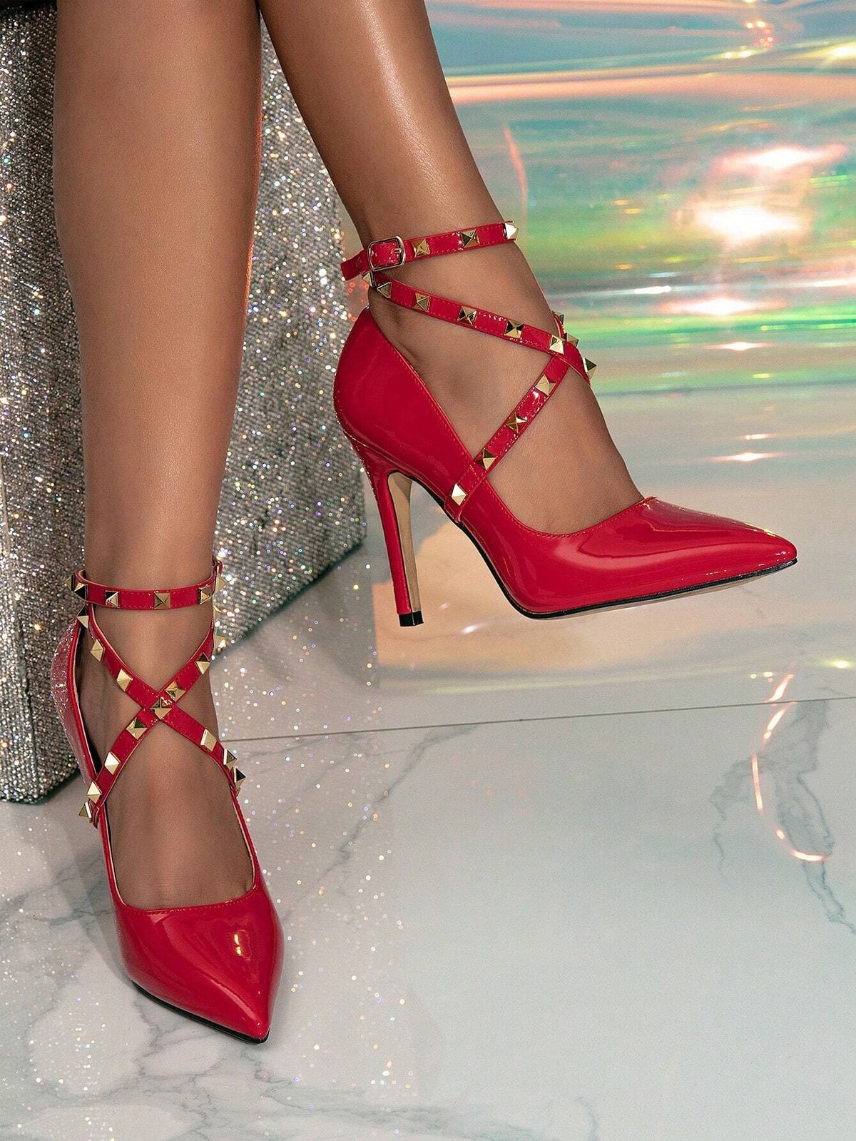 Women's Shoes Formal Party Shoes Red High Heels Stiletto Heel Height Of 10cm, Mule Shoes, Fashionable And Elegant Working Shoes For Any Occasion