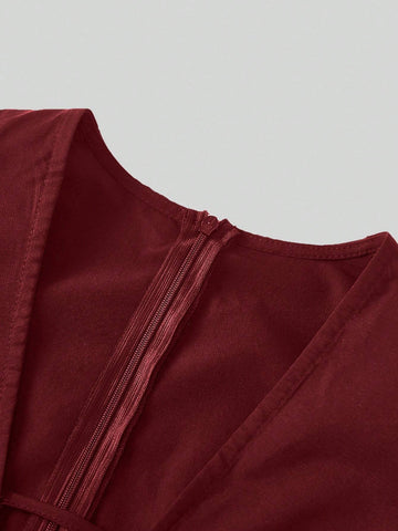 Women's Short Casual Dress, Simple & Fashionable Everyday Deep V Hollow Design