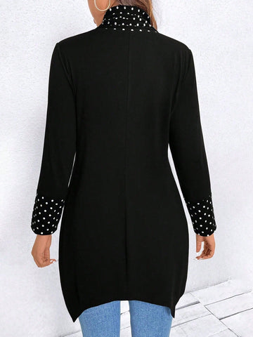 Women's Short Polka Dot Patchwork Asymmetrical Design Slimming Dress