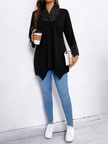 Women's Short Polka Dot Patchwork Asymmetrical Design Slimming Dress