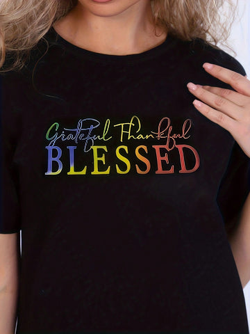 Women's Short Sleeve Letter Print Dress