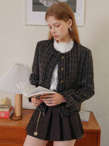 Women's Short Wool Blend Pleated Mini Skirt, New Winter Design