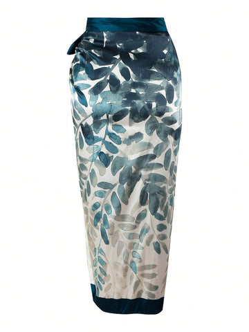 Women's Silk-Like Satin Printed Square Scarf, Vintage Style