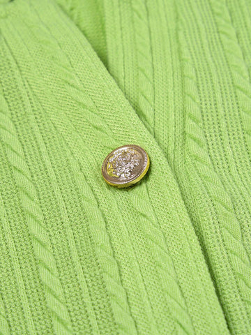 Women's Simple Casual Fresh Avocado Green Color Fashion Texture Knit Long Sleeve Slit Top & Flare Leg Pants Two Piece Set For Home, Sports(Random Pattern)