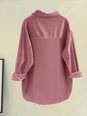 Women's Simple Casual Solid Color Long Sleeve Shirt, Autumn