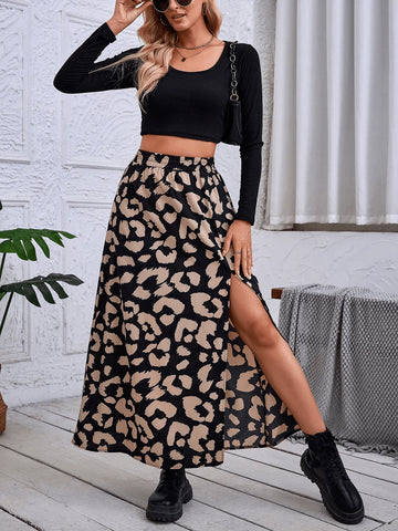 Women's Simple Left Thigh Slit Skirt