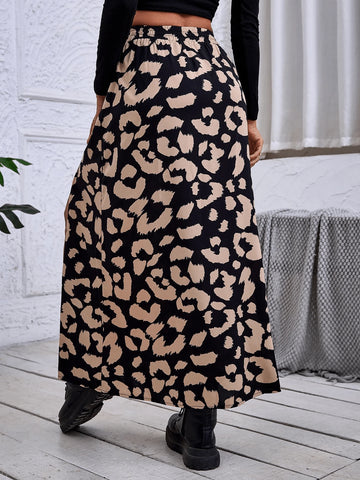 Women's Simple Left Thigh Slit Skirt