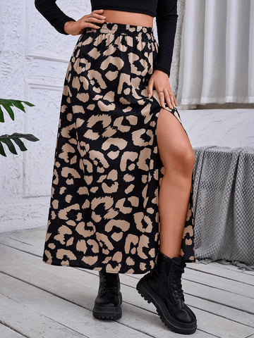 Women's Simple Left Thigh Slit Skirt