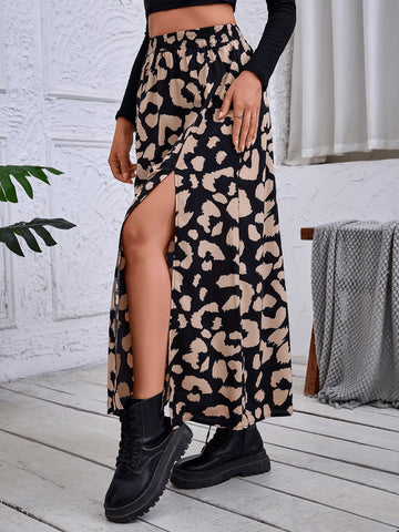 Women's Simple Left Thigh Slit Skirt