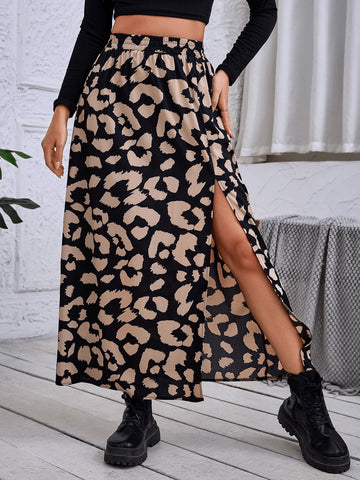 Women's Simple Left Thigh Slit Skirt