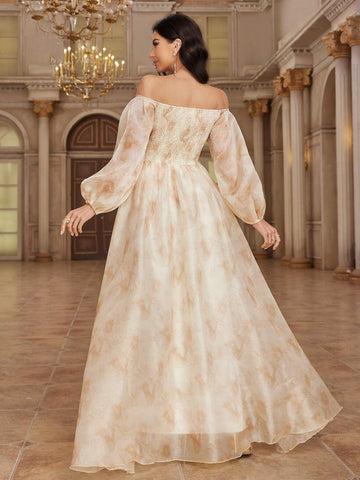 Women's Simple Random Printed Off Shoulder Daily Dress