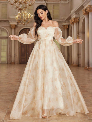 Women's Simple Random Printed Off Shoulder Daily Dress