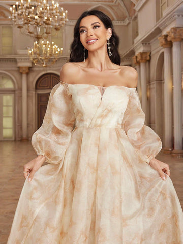 Women's Simple Random Printed Off Shoulder Daily Dress