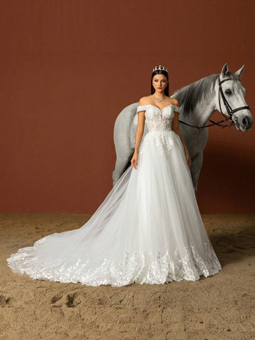 Women's Simple Solid Color Mesh Daily Wedding Dress