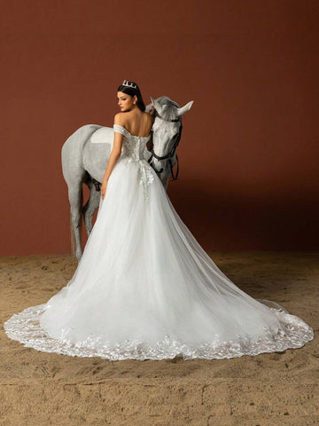 Women's Simple Solid Color Mesh Daily Wedding Dress