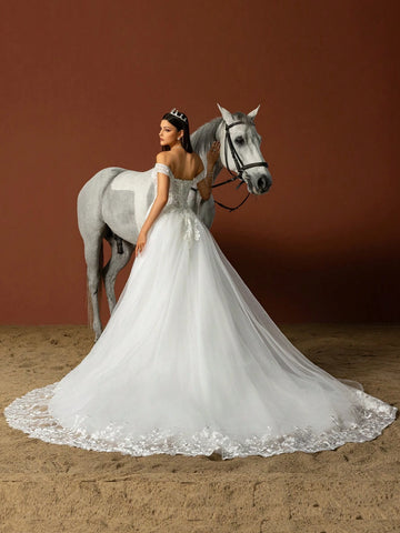 Women's Simple Solid Color Mesh Daily Wedding Dress