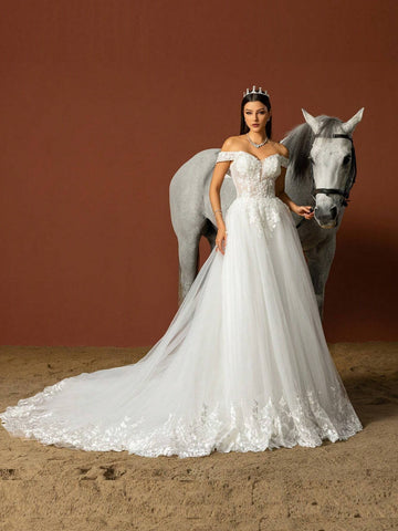 Women's Simple Solid Color Mesh Daily Wedding Dress