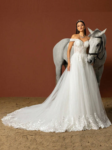 Women's Simple Solid Color Mesh Daily Wedding Dress