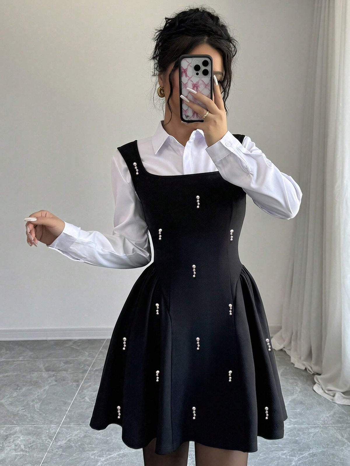 Women's Sleeveless Beaded Embellished Short Dress