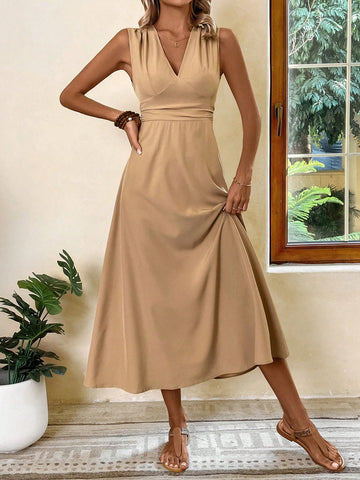 Women's Sleeveless V-Neck Dress