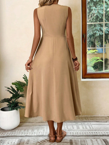 Women's Sleeveless V-Neck Dress