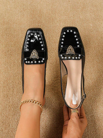 Women's Slide Sandals, New Summer Square Toe Chunky Heels Fashion Slip On High Heeled Comfortable Mule Shoes