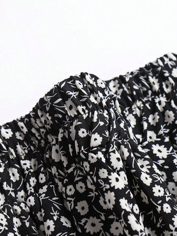 Women's Slim Fit Ditsy Floral A-Line Skirt, Fresh And Elegant Countryside Style