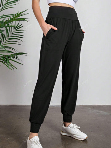 Women's Slogan Print Casual High Waist Splicing Slim Fit Ankle Pants