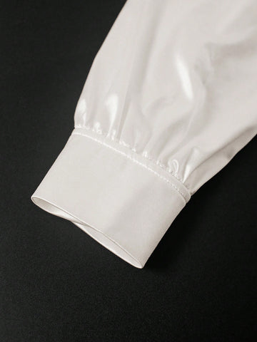 Women's Solid Button Up Tie Neck Blouse