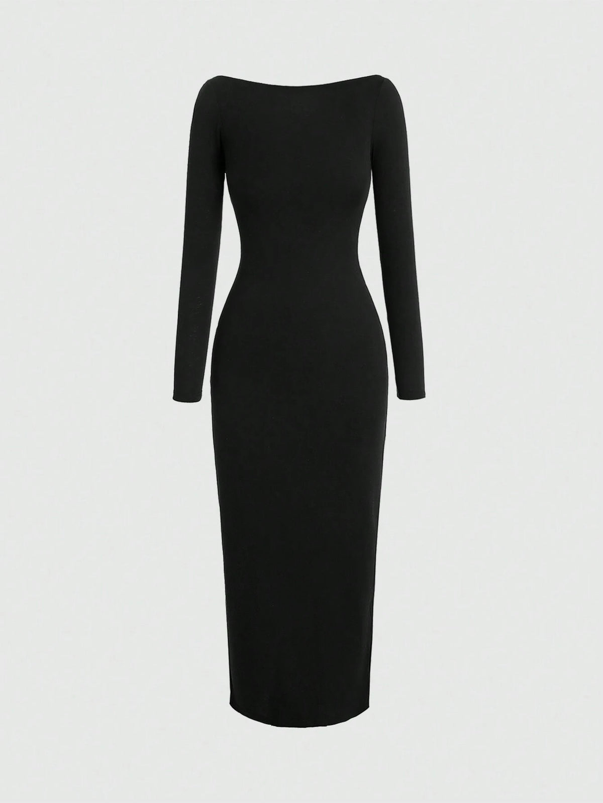 Women's Solid Color Boat Neck Long Sleeve Slim Fit Dress