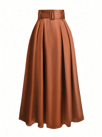 Women's Solid Color Bohemian Style Skirt, Waist Slimming And Fashionable