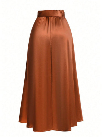 Women's Solid Color Bohemian Style Skirt, Waist Slimming And Fashionable