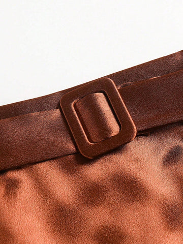 Women's Solid Color Bohemian Style Skirt, Waist Slimming And Fashionable