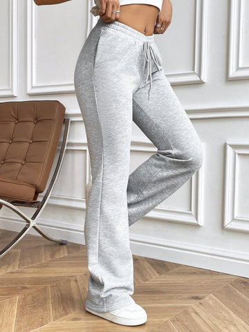 Women's Solid Color Drawstring Waist Pocketing Shorts