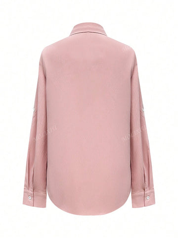 Women's Solid Color Front Button Casual Long Sleeve Shirt