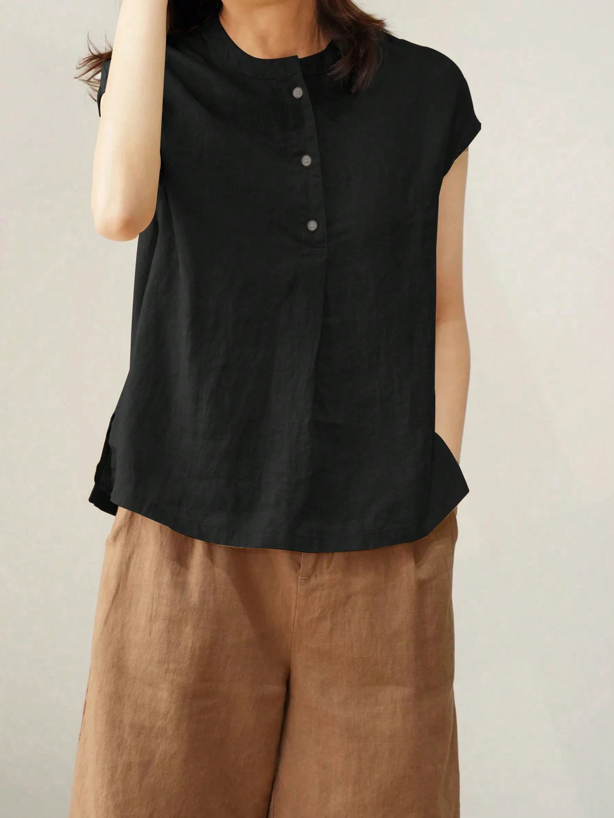 Women's Solid Color Front Button Casual Shirt, Everyday Wear