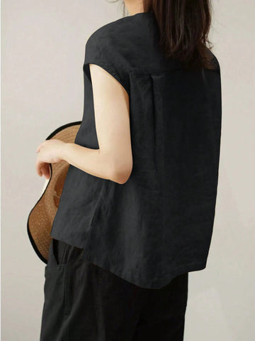 Women's Solid Color Front Button Casual Shirt, Everyday Wear