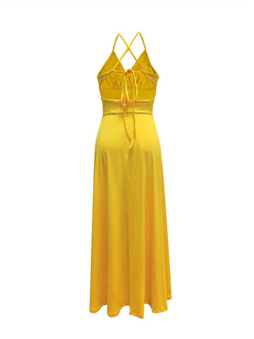 Women's Solid Color High Split Cami Dress For Summer