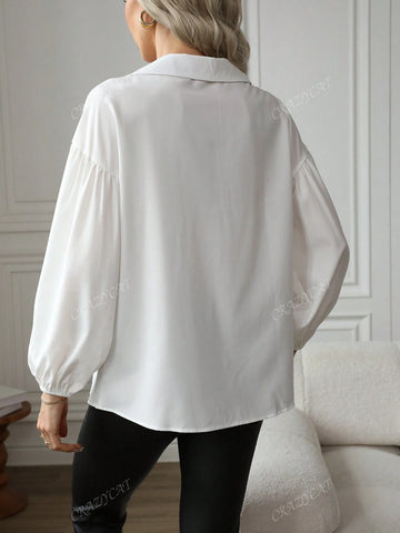 Women's Solid Color Lapel Casual Shirt